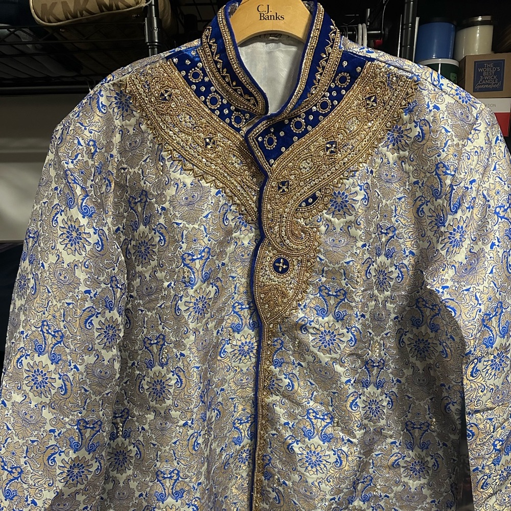 Indian Embroidered Blue and Gold Jacket